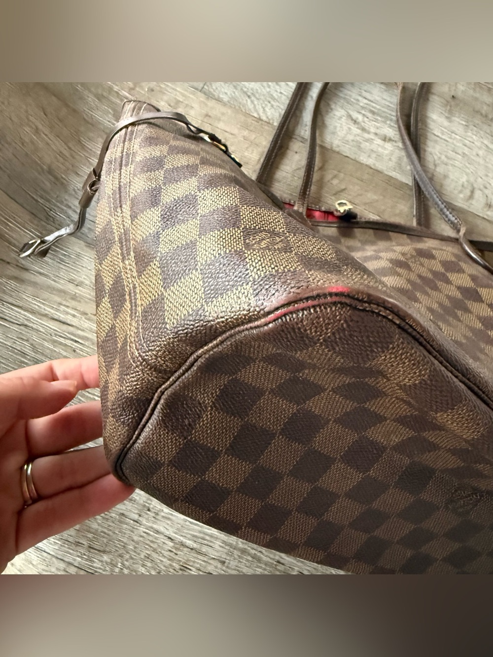 Authentic LV Damier MM Neverfull Dark Brown Monogram FLAWED - Picture 4 of 15